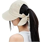 Qzkouma Womens Wide Brim Visor Sun Hats UPF50+ UV Protection Packable Summer Hat with Adjustable Bow