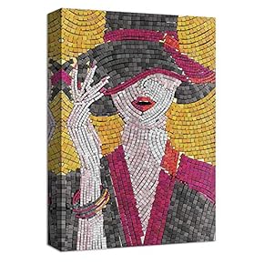 Canvas Wall Art Abstract Mosaic Collage Painting Artwork for Home Prints Framed - 12x18 inches
