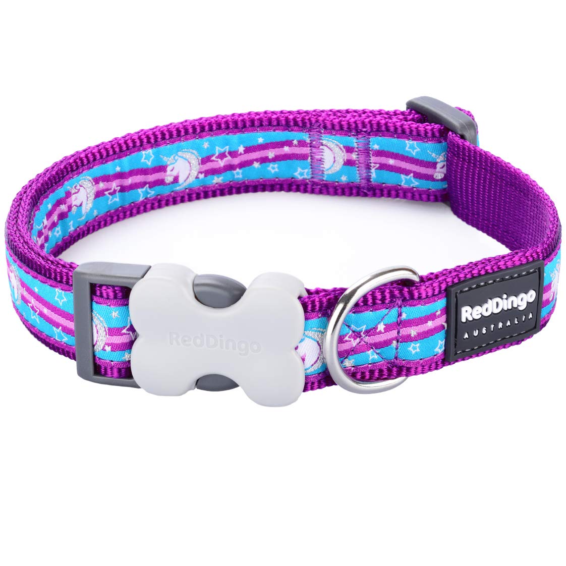 Red Dingo Bucklebone Dog Collar Design, Unicorn Purple, Small 15mm