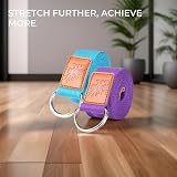 H&S Yoga Straps 1.85m & 2.45m Set Cotton Belt Adjustable Blue view 5