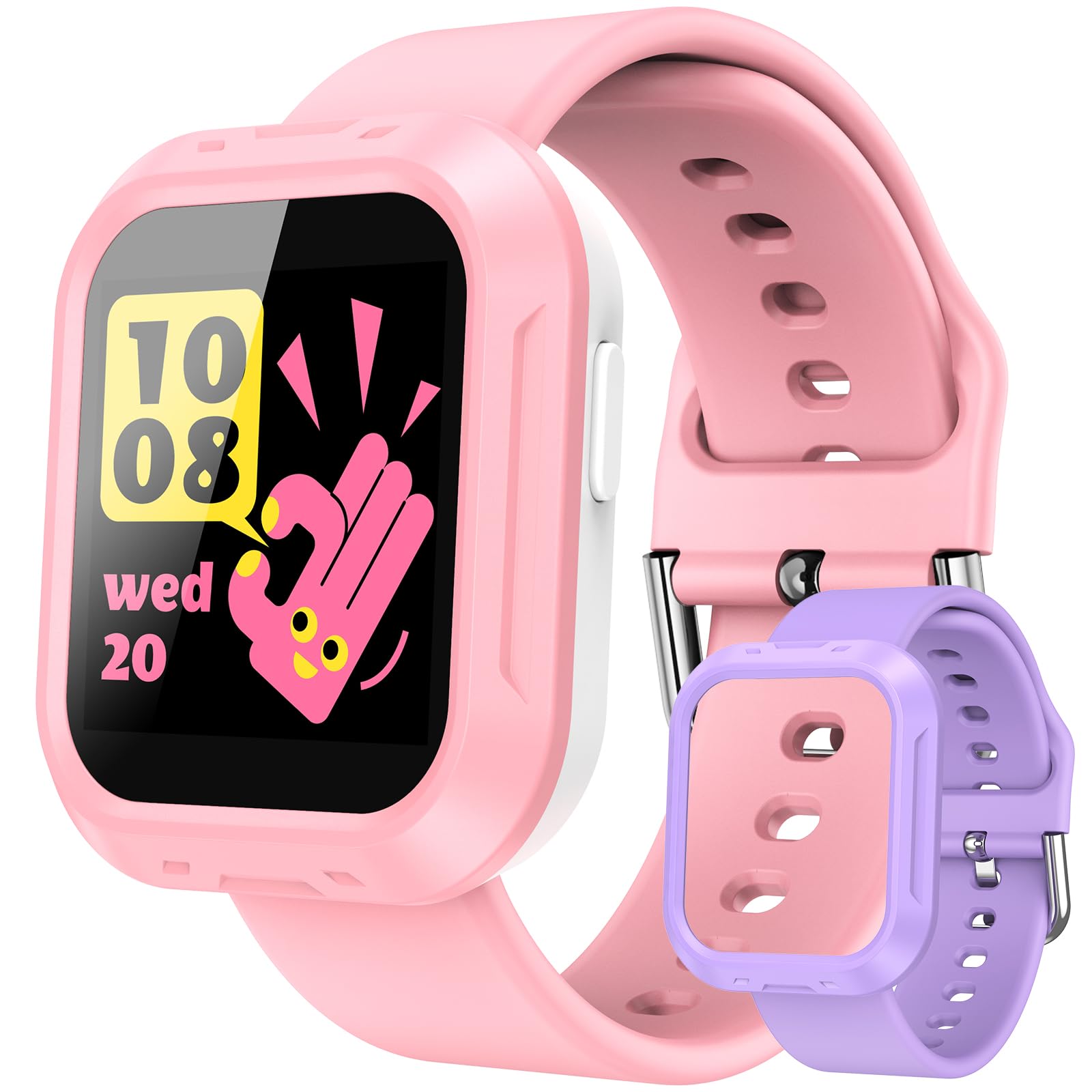 Parsonver Kids Smart Watch, 1.4 inch Girls Teens Fitness Activity Habit Tracker with Pedometer, 20 Sport Modes, Heart Rate, Sleep Monitor, IP68 Waterproof for Christmas (Ages 6-16), Pink & Purple