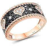 Santuzza 925 Sterling Silver Gemstone Ring Rose Gold Plating Black Spinel Cubic Zirconia Ring for Women