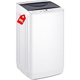 OLIXIS 1.06 Cu.Ft. Portable Washing Machine, Full-Automatic Laundry Washer | Stainless Steel Drum, 10 Wash Cycles, Auto-Balance, LED Display, 7.7lbs for Home Apartment Dorm, White
