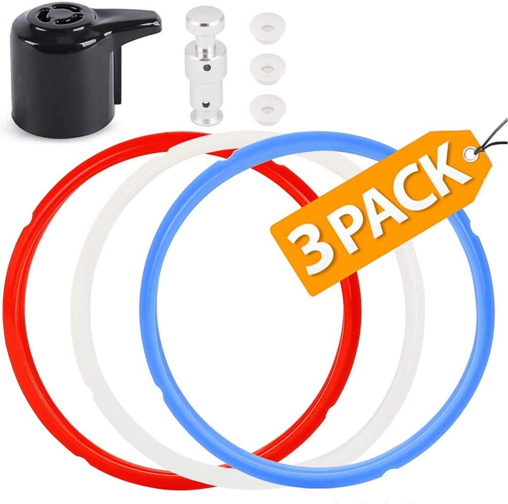 Sealing Ring for Instant Pot Duo 5, 6 Quart Silicone Gasket Seal Rings Replacement Parts Include Sealing Ring, Steam Release Valve and Float Valve Seal -Replacement Silicone Gasket Seal Rings (3 pack)