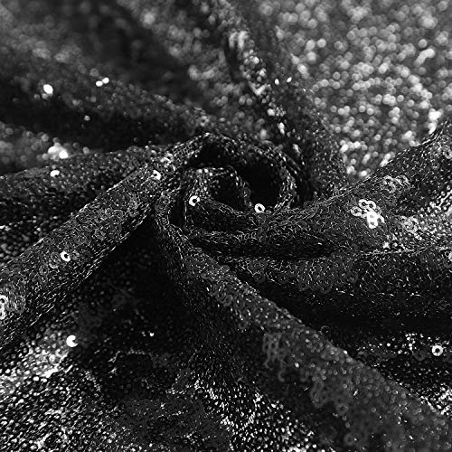 2PCS 2x8FT Sequin Backdrop Photography Background Curtain for Party Decoration (2FT x 8FT 2PCS, Black) - Thumbnail 4