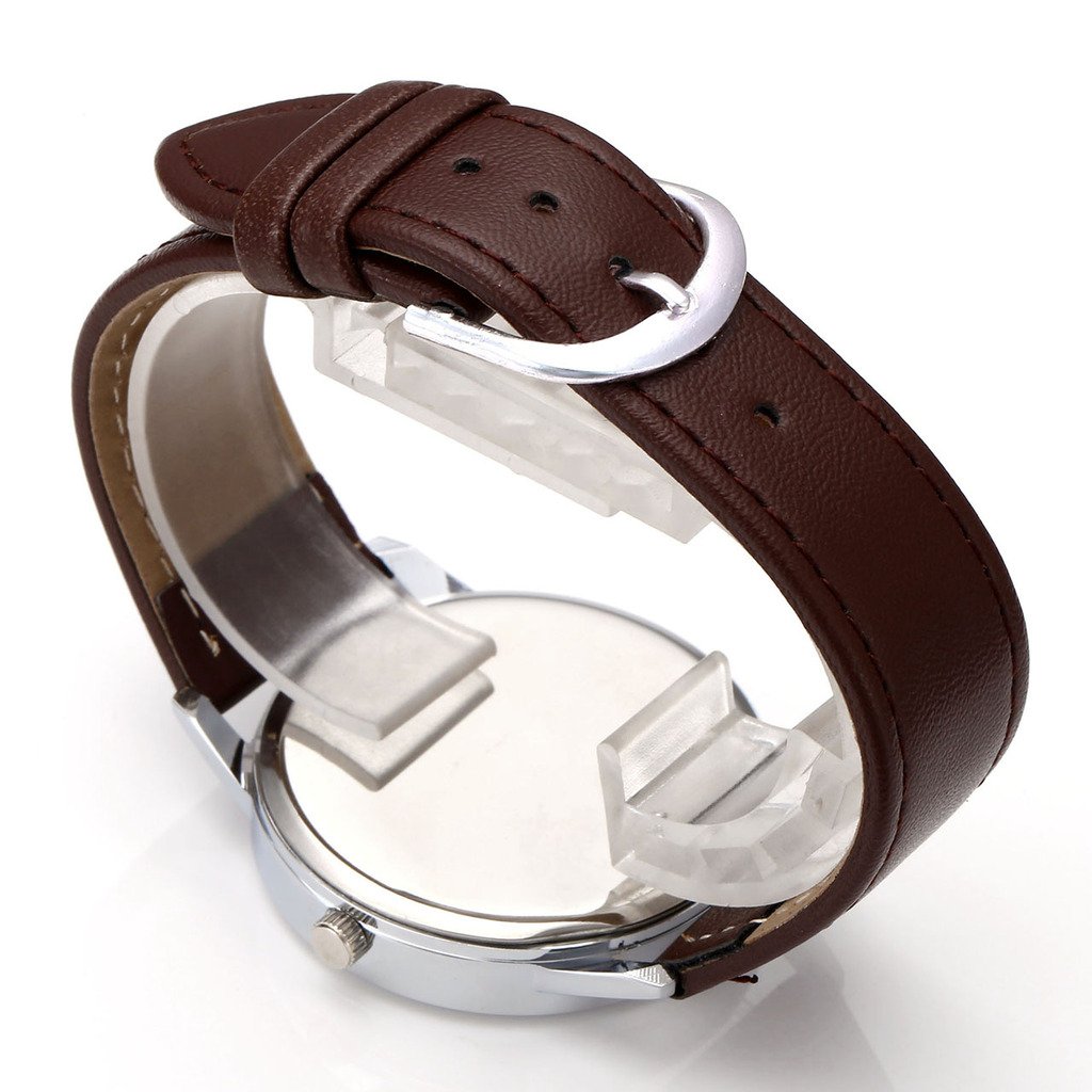 Top Plaza Guitar Dial Musical Instrument Unisex Fashion Analog Quartz Watch with PU Leather Band-Coffee