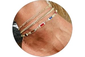 Kyerlyn Layered Anklets for Women, 14K Gold Plated Ankle Bracelets Silver Anklet Set Waterproof CZ Heart Butterfly Anklet Cuba Link Anklets Stack Women Summer Beach Dainty Jewelry Gift