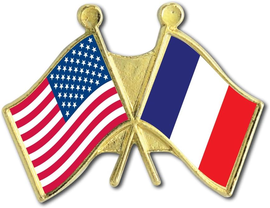 US/French Crossed Flags Lapel Pins (25 Pack)