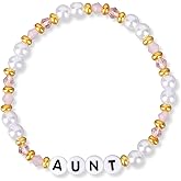 Mikovivi Little Letters Bracelet, Adjustable Pearl Beaded Bracelet for Mama Aunt Women Gift Jewelry for Mother’s Day Xmas