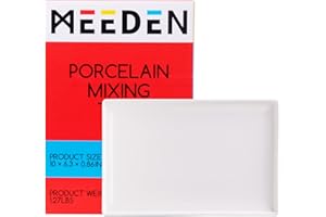 MEEDEN Ceramic Tray Palette, Ceramic Artist Paint Palette, Porcelain Mixing Tray for Watercolor Gouache Painting, Large Mixing Area White Rectangle Palette for Painting Large Artwork