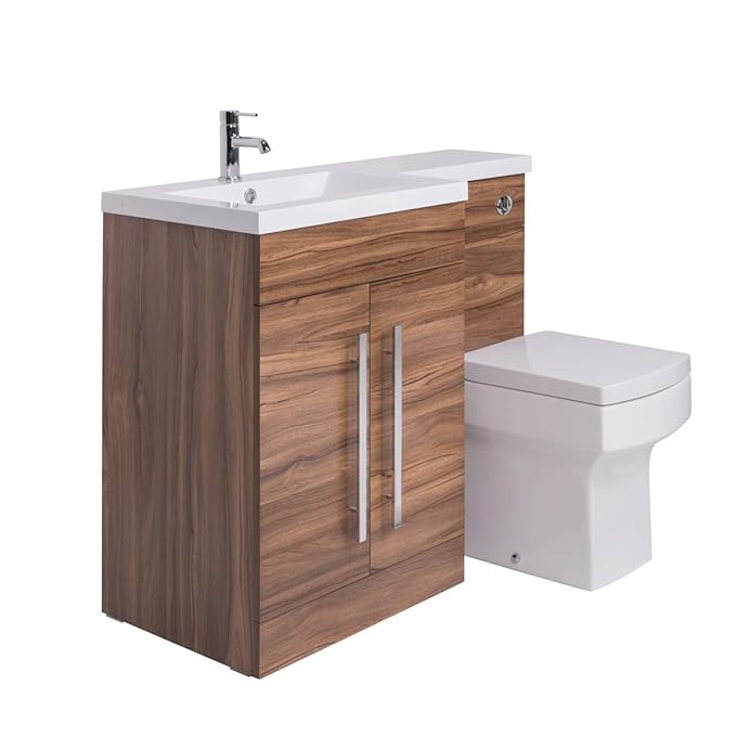 Aquariss Designer LH Walnut Combi Bathroom Vanity Unit with Basin