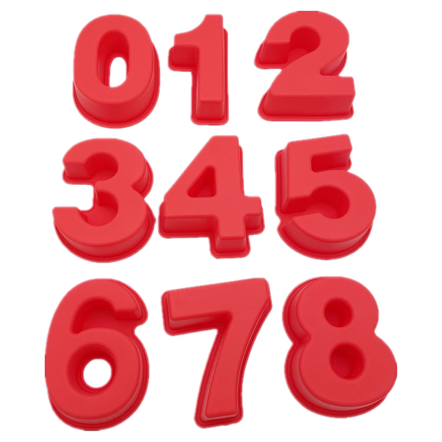 Small 9 pieces Silicone Number Cake Molds Jelly Chocolate Moulds Candy Muffin Tray (4 inch)