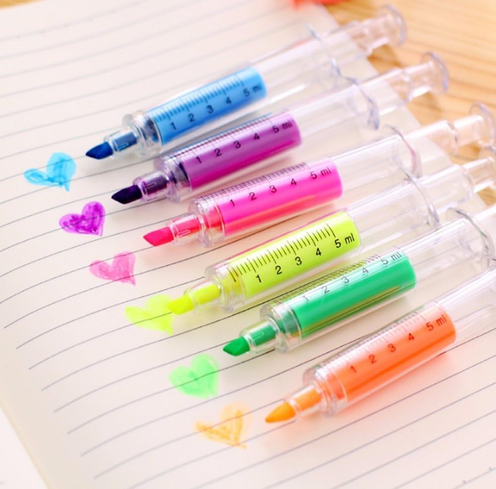 5 X Syringe Injection Shape Nite Writer Pens Markers Doctor Nurse Gift