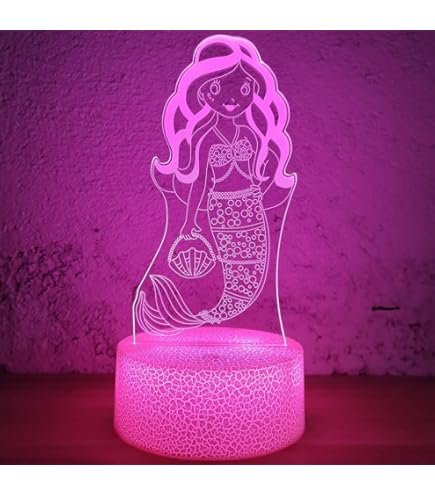 Shellvcase 3.15in 3D Mermaid Nightlight, Mermaid Lamps for Girls
