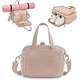 Geelraqaly mini gym bag for women, travel duffel bag with wet pockets and Shoe Compartment,Lightweight carry on weekender duffel, water resistant,for sports,yoga,dance,khaki
