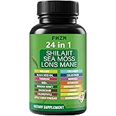 Soursop Capsules with 24-in-1 Herbal Blend - Includes Graviola, Shilajit, Sea Moss, Lions Mane, Turmeric, Ashwagandha, Ginger, Manuka Honey - Vegan, Non-GMO Dietary Supplement - 60 Capsules (01)