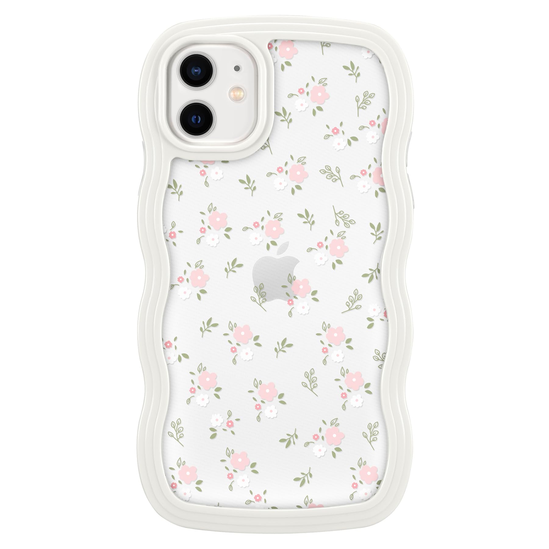 ZCDAYE Floral Case Compatible with iPhone 11, Aesthetic Flower Pattern & Cute Curly Wavy Shape Phone Case for Women Girls,Soft TPU Shockproof Cover for iPhone 11 (6.1 inch), White — image 1