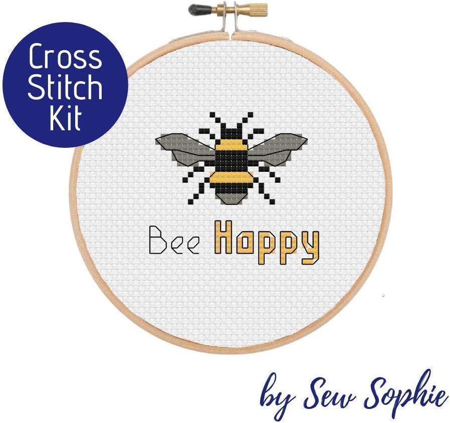 Bee Happy Cross Stitch Kit with 3" Hoop