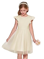Haloumoning Girls Tutu Dress Ruffle Short Sleeve