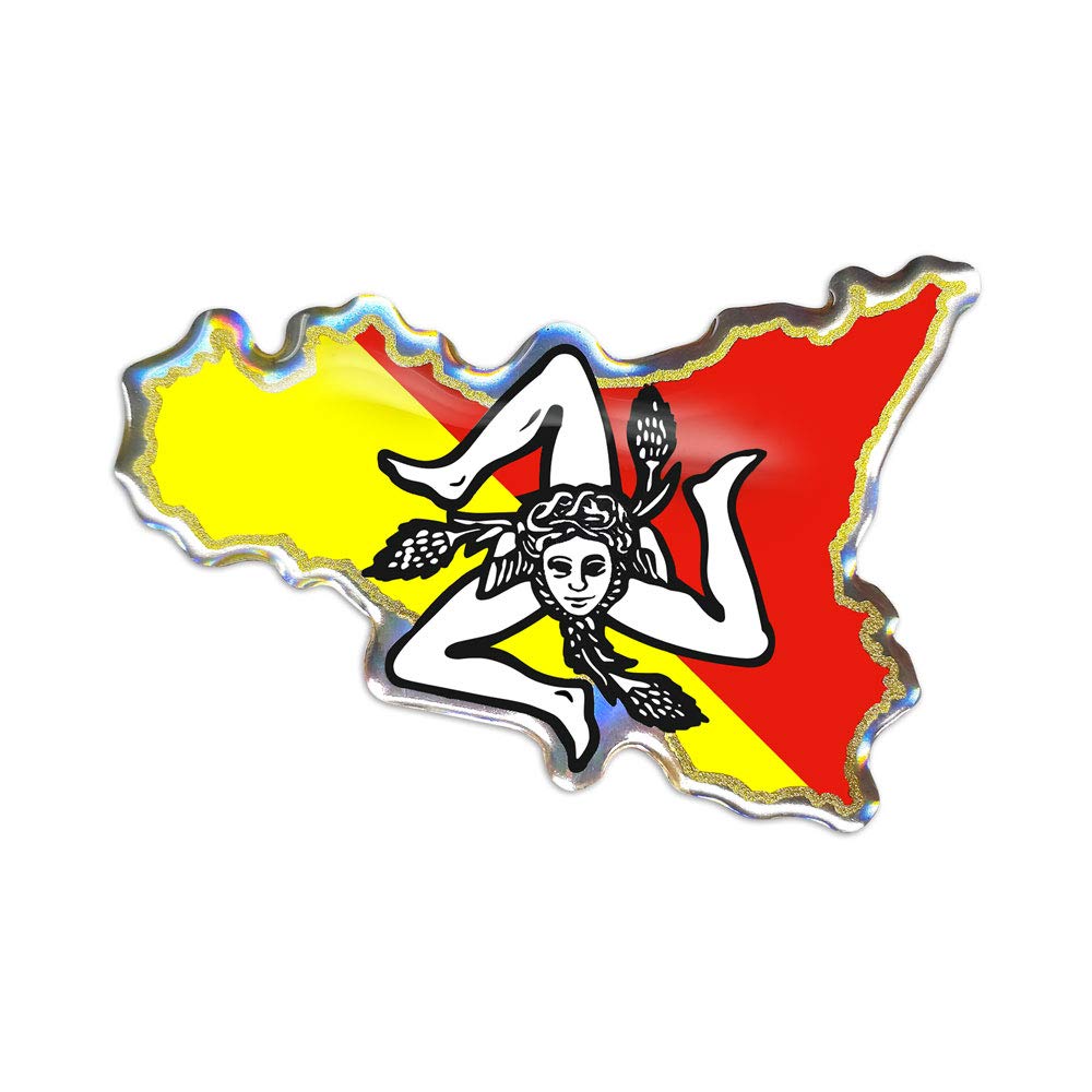 4R Quattroerre.it 32113 3D Sticker Sicily Trinacria HQ, 69 x 46 mm