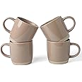 famiware Coffee Mugs for 4, 12 oz Mug Set, Dringking Cup with Handle for Coffee, Tea, Cocoa, Milk, Milkyway series, Cinnamon Brown