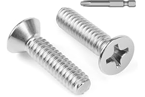 KVOHLUM 50 PCS #6-32 x 1/2" Phillips Flat Head Machine Screws, Countersunk Head Machine Screw Bolts, 18-8 Stainless Steel (304), Full Thread, Bright Finish