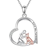 YAFEINI German Shepherd Gifts Necklace Sterling Silver German Shepherd Pendant Necklace Heart German Shepherd Dog Jewelry