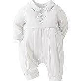 Booulfi Baptism Christening Outfits for Boys Easter White Romper Baby Romper Church Newborn Clothes