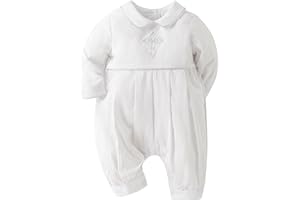 Booulfi Baptism Outfits for Boys White Romper Newborn Photography Outfits Christening Gifts Baby Boy Romper