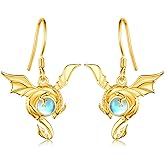 Dragon Earrings for Women 925 Sterling Silver Moonstone Dragon Earrings Dragon Jewelry Gifts for Girls Mom Daughter