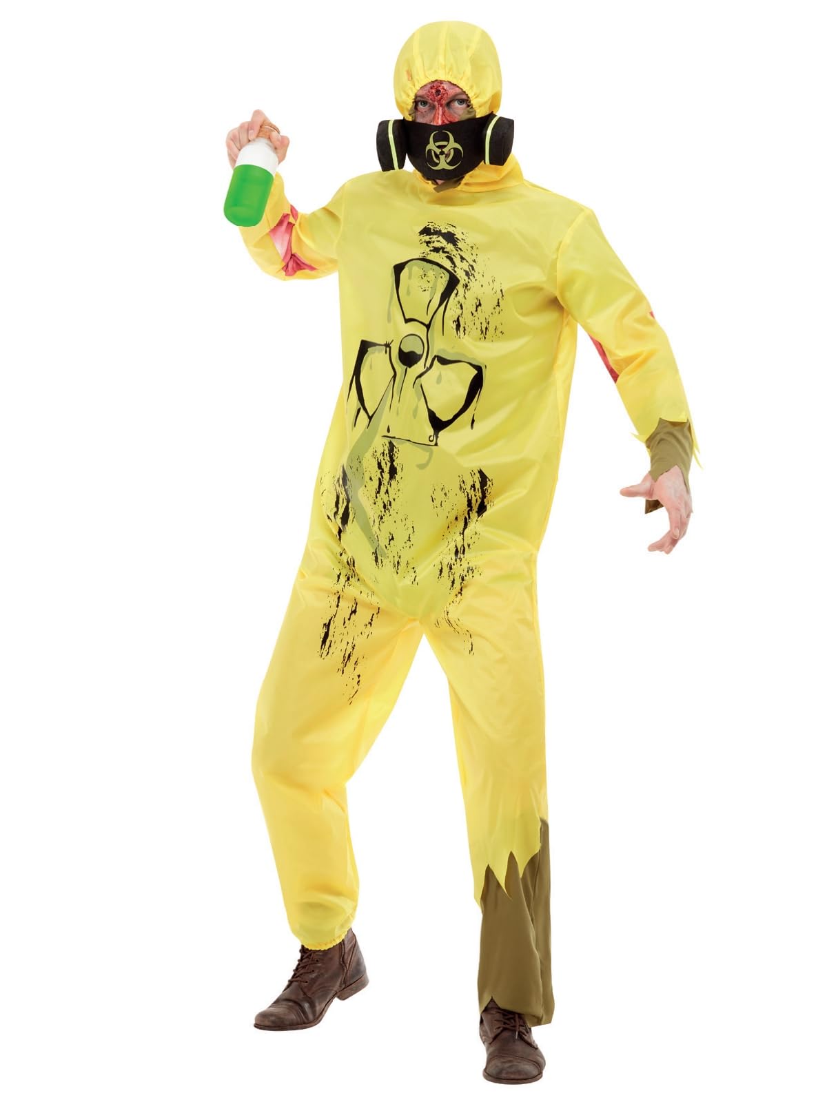 Smiffys Biohazard Suit, Yellow with Hooded Jumpsuit & Mask, Halloween Adult Fancy Dress, Halloween Dress Up Costumes