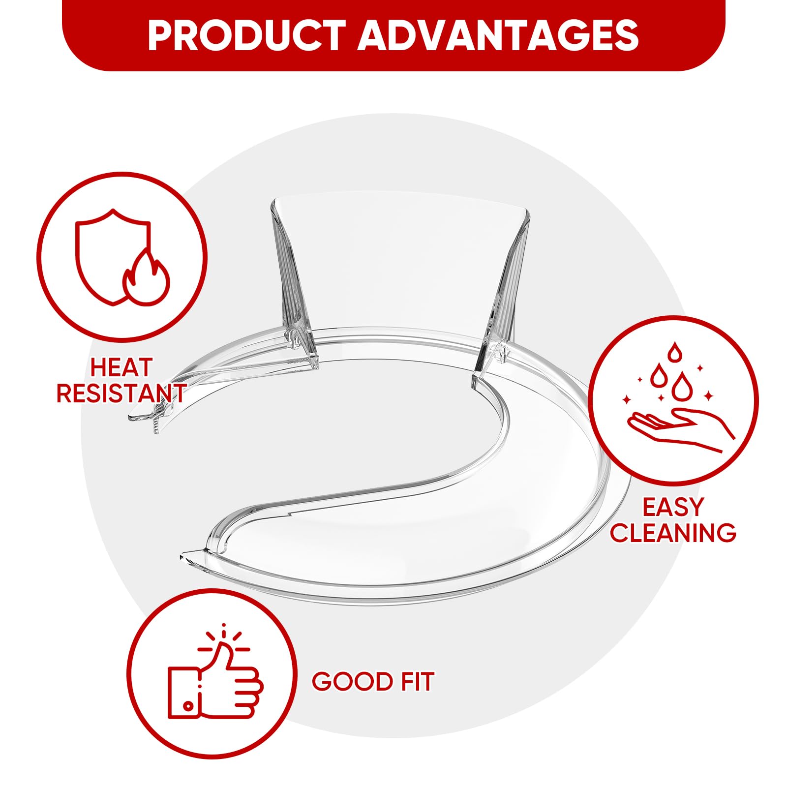 Pouring Shield for KitchenAid 4.5~5 Quart Tilt-Head Stand Mixer, Fits for KitchenAid 4.5~5QT Bowl(Stainless Steel, Glass and Ceramic), Attachment for Kitchenaid Mixers, Not Fit for Bowl Lift