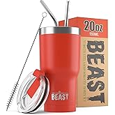 Beast 20 oz Tumbler Stainless Steel Vacuum Insulated Coffee Ice Cup Double Wall Travel Flask (Ladybug Red)
