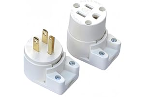 (1Set) Right Angle NEMA 5-15R Female Socket & Nema 5-15P Male Plug,15AMP/125VOLT,15A DIY Receptacle and Ac Plug, 3-Prong,15A 