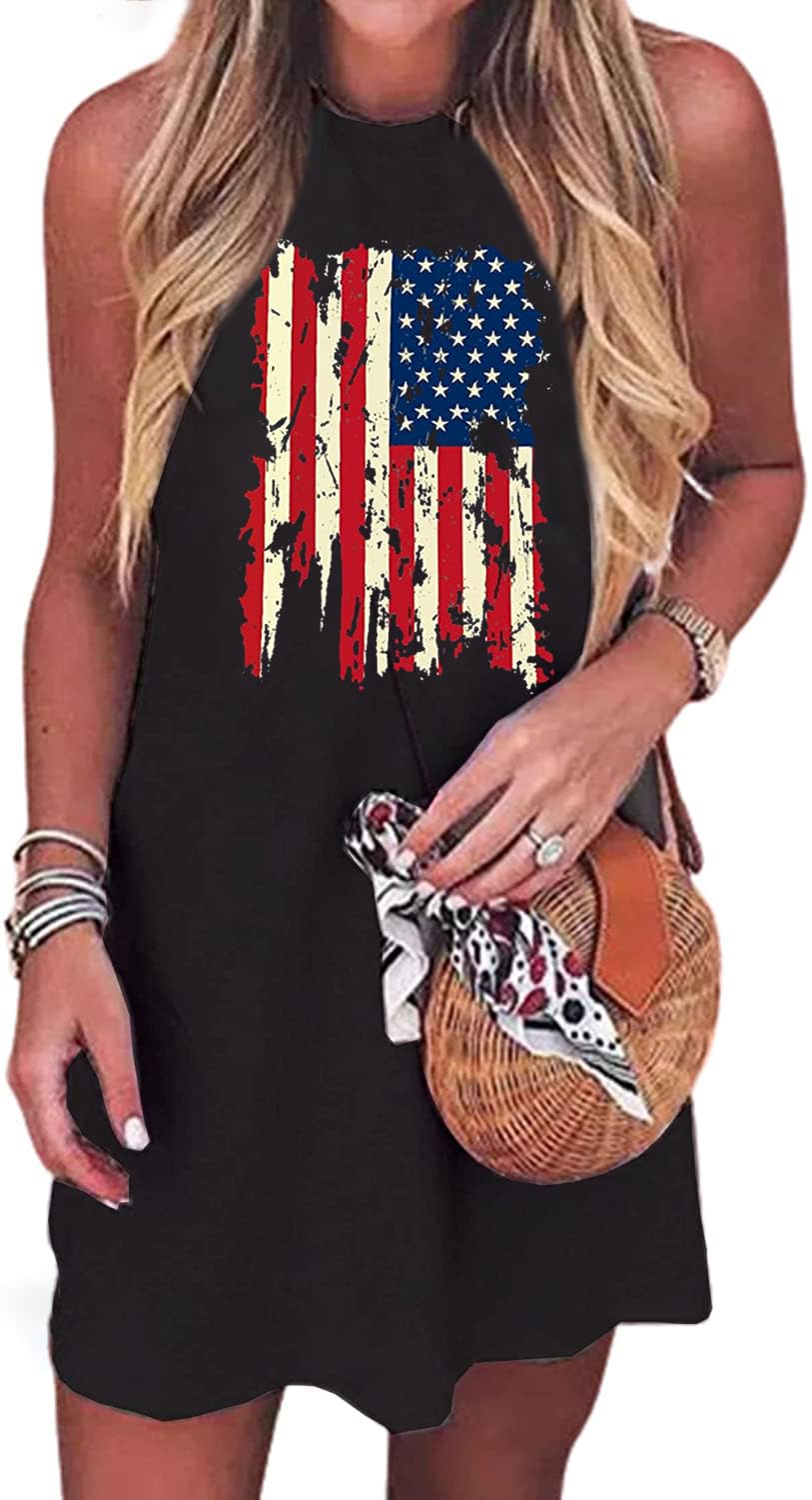 Photo 1 of Hotter Than a Hoochie Coochie Mini Dress Women Vintage Country Music Tank Dress Sleeveless Summer Vacation Dress (XL, Black4)