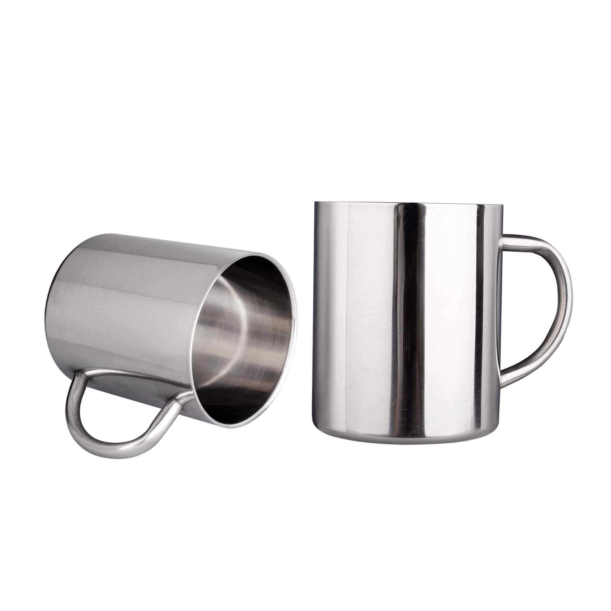 IMEEA® Tea Cup Stainless Steel Double Wall Mugs 300ml(11oz) for Drinking Tea Coffee Hot Soup Set of 2
