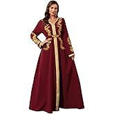 Embroidery Abayas for Women Muslim Moroccan Floral Maxi Kaftan Dress Arabic Islamic Dubai Robe Ramadan Prayer Clothes