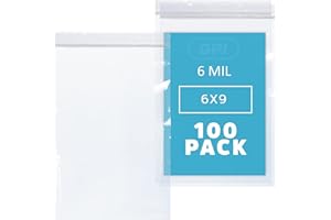 GPI - 6 Mil, Extra Heavy-Duty, 6" x 9" Clear Plastic Reclosable Zip Bags, Quart Puncture-Resistant, Strong Resealable Poly Ba