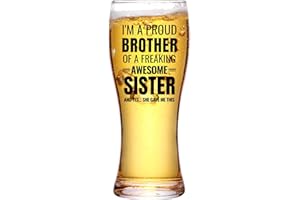 Onebttl Brother Gifts from Sister, Beer Glass Funny Gift Idea for the Best Brother for Christmas, Father's Day, Birthday, Box