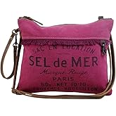 Myra Bag Fuchsia Small & Crossbody Bag Upcycled Cotton & Leather S-2881