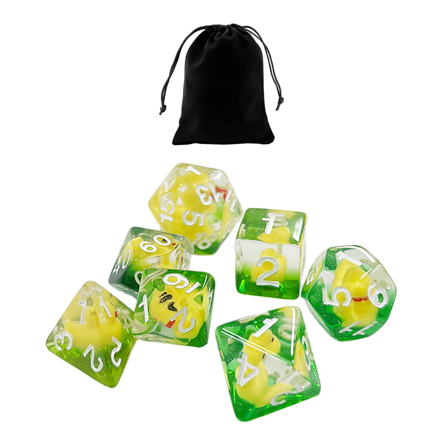 CYNOSURETECH 7 Pieces Cartoon Dice And 1 Piece Storage Bag, Resin Dice, Creative Design Dice, Polyhedral Dice, Throwing Game