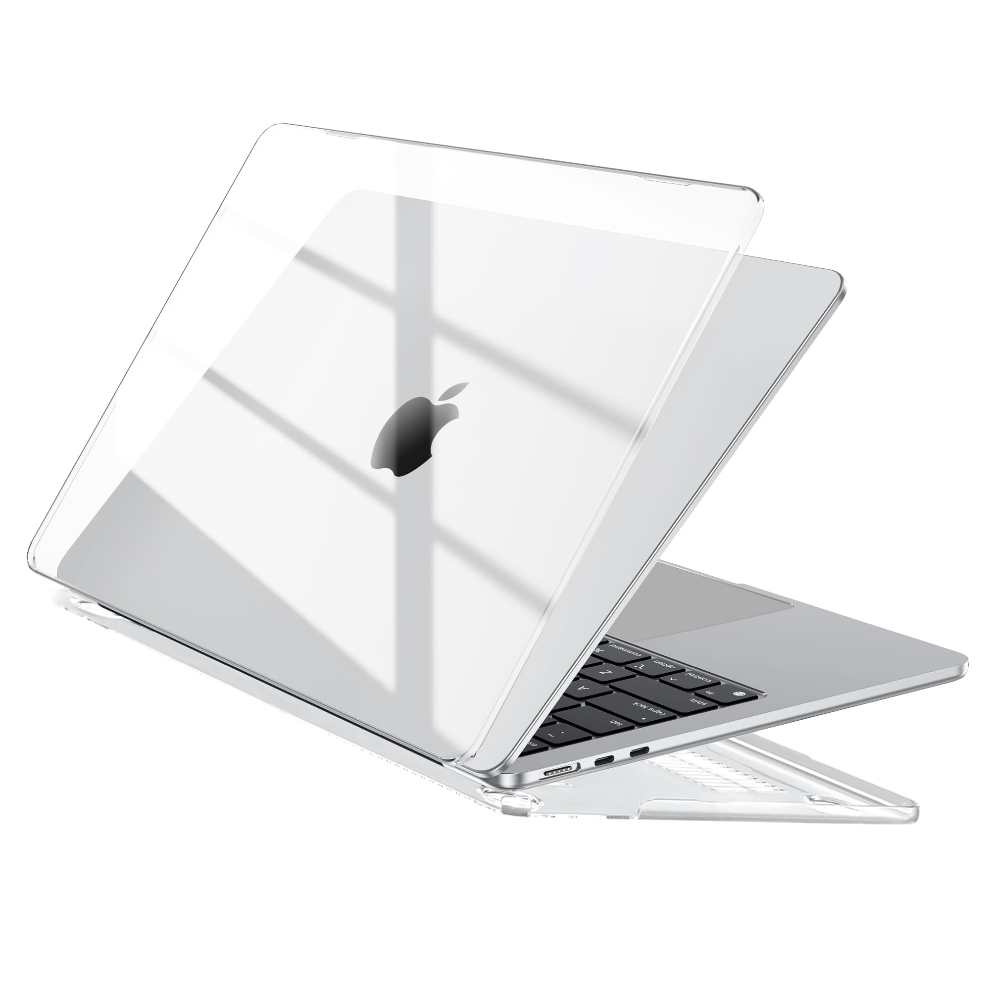 EooCoo Compatible with MacBook Air 15 inch Case M5 M4 M3 M2 2026 2025 2024 2023 A3448 A3241 A3114 A2941, Touch ID, Transparent Plastic Hard Shell Cover for MacAir 15", Smooth Shiny Skin, Crystal Clear