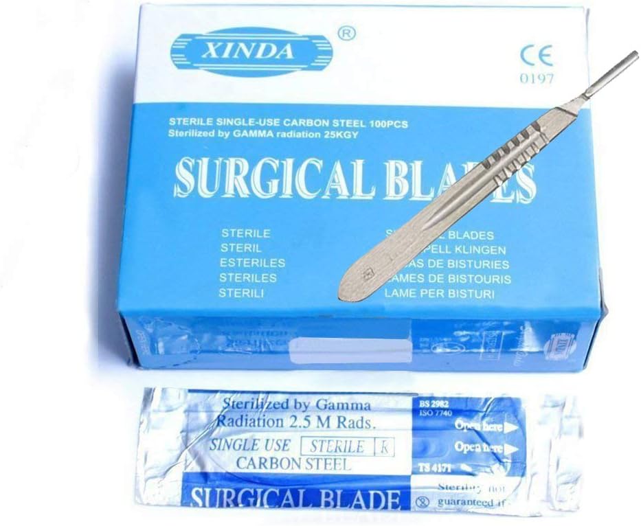 Tufail 100 Scalpel Blades #22 and Includes One Handle #4