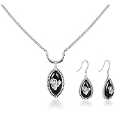 Montana West Wrangler Western Turquoise Jewelry Set for Women Silver Plated Cactus Stone Country Cowgirl Cowboy Necklace Earrings Jewelry