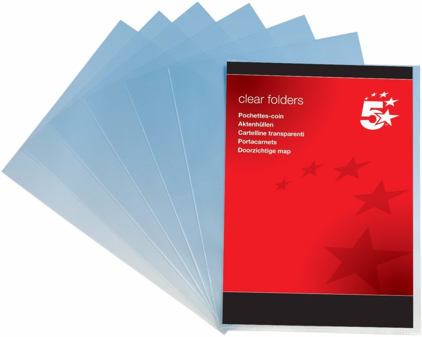 5 Star Office Folder Plastic Copy-safe 90 Micron A4 Clear [Pack 200]