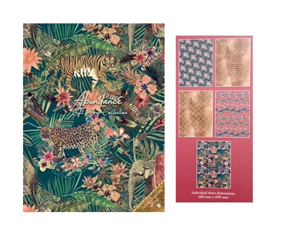 Abundance Decorative Gift Wrapping Paper and Gift Tags Collection Set Jungle Design - 10 Sheets and 22 Gift Tags