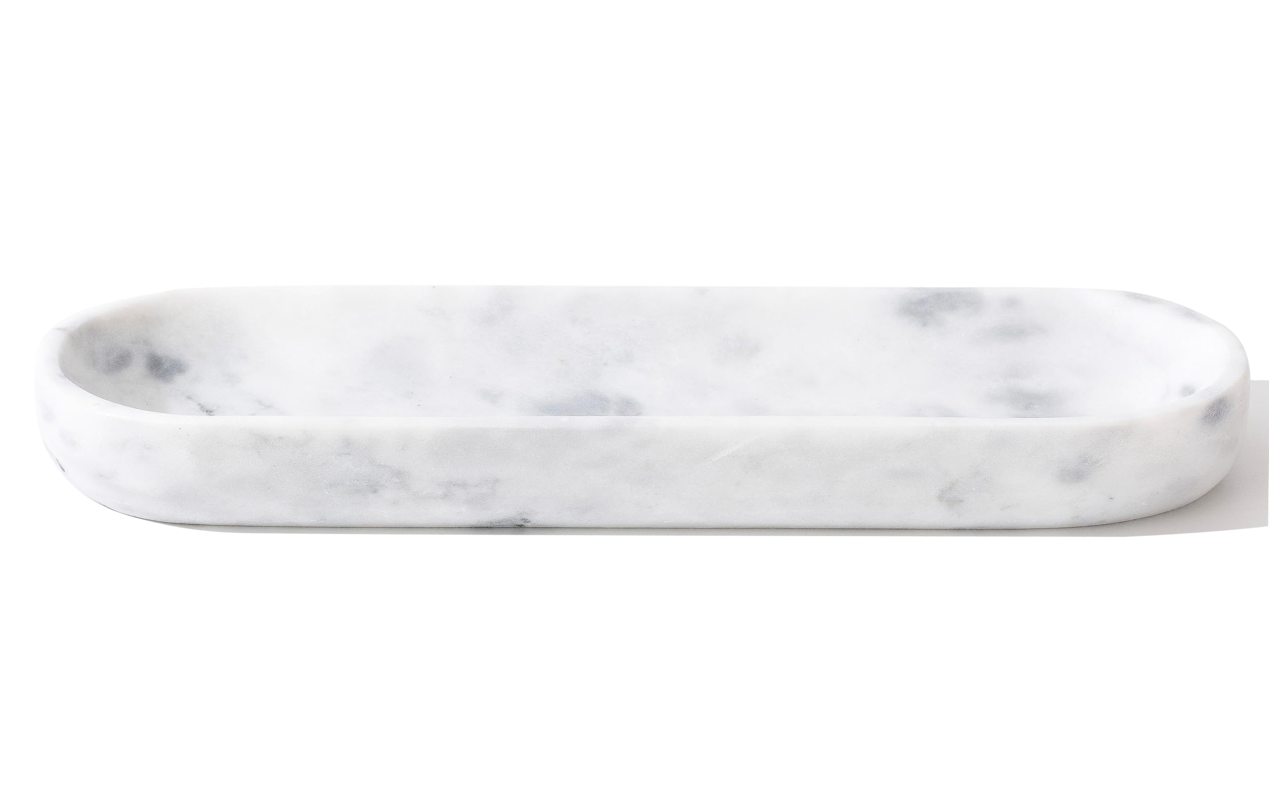 Photo 1 of 10.6" Decorative Bowl for Home, Natural Marble Tray Key Bowl, Decor Tray for Kitchen Counter, Bathroom Countertop (Natural White)