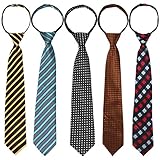 kilofly 5pc Pre-tied Adjustable Zipper Tie Kids Neck Strap Boys Baby Necktie