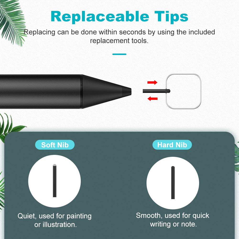 MoKo Rechargeable Stylus Pen, Capacitive Pencil Compatible with Surface Go 2/Pro 7 2019/Pro 6/Book 3 & 2/Pro X/Pro 5 (2017)/Pro 4/Pro 3, Surface 3/Go/Laptop with 1024 Pressure Sensitivity