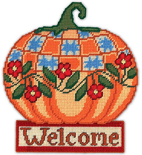 Design Works Crafts Welcome Pumpkin, 13" x 15" Plastic Canvas Wall Hanging,